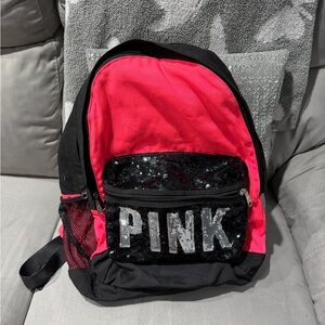 Victoria Secret Pink and Black Sequin Backpack